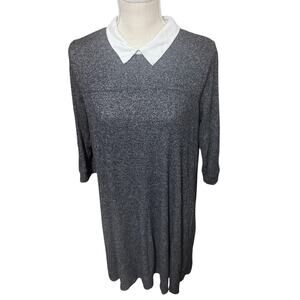 Fervour Grey knit dress white collar Pixie Twee Academia knee length 2X